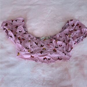 Liberty Pink Butterfly Crop Top